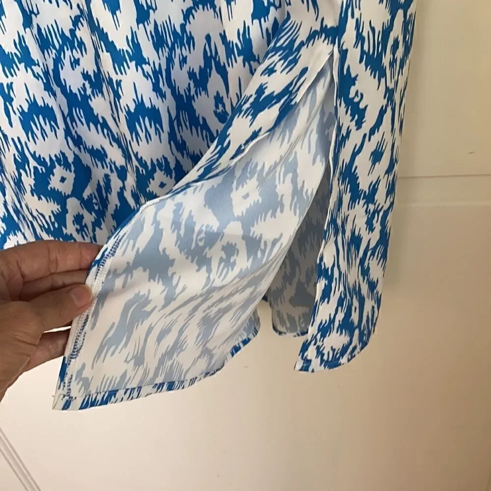 Blue And White Ikat Print Maxi
